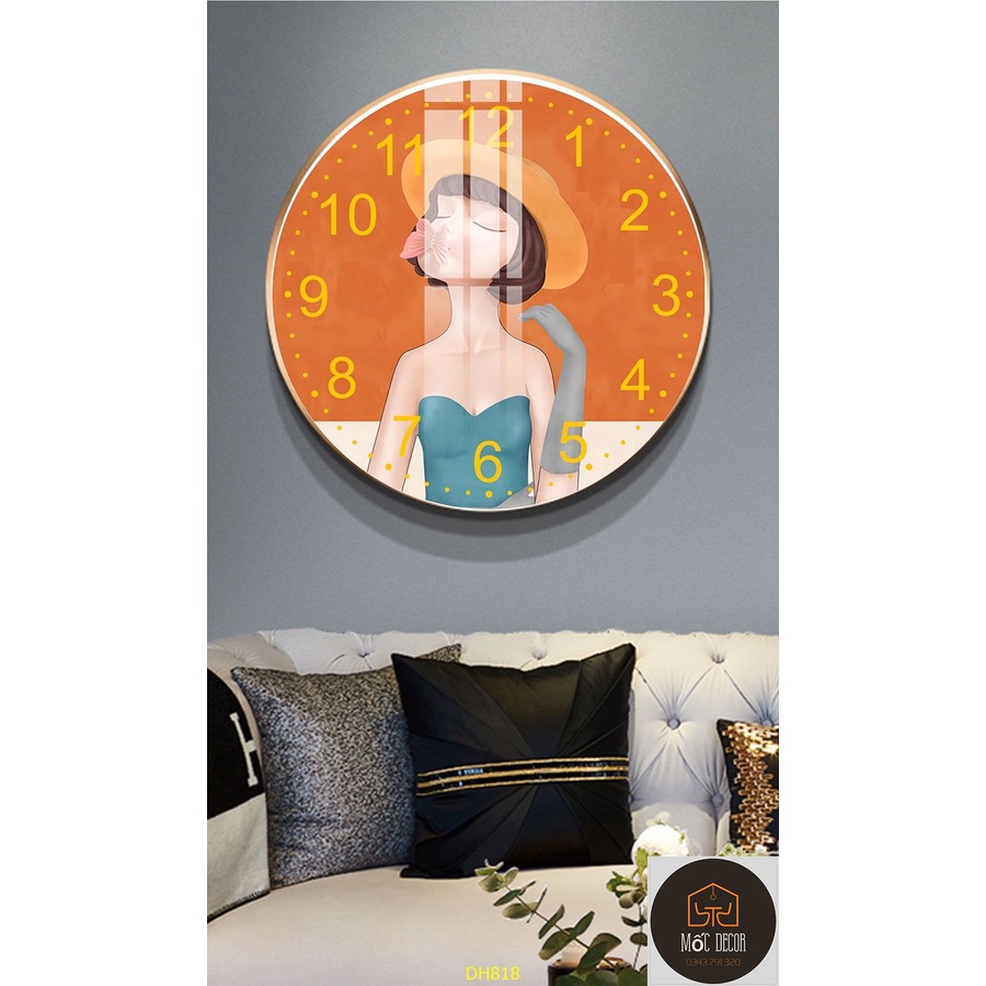 Đồng Hồ Treo Tường Kim Trôi Treo, mặt phủ bóng chạy êm ru có nhiều size để trang trí decor phòng
