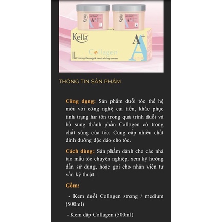 Kem Duỗi Collagen Kella A+ 500ml x2_  Kem Duỗi Tóc kella A+ HỒNG