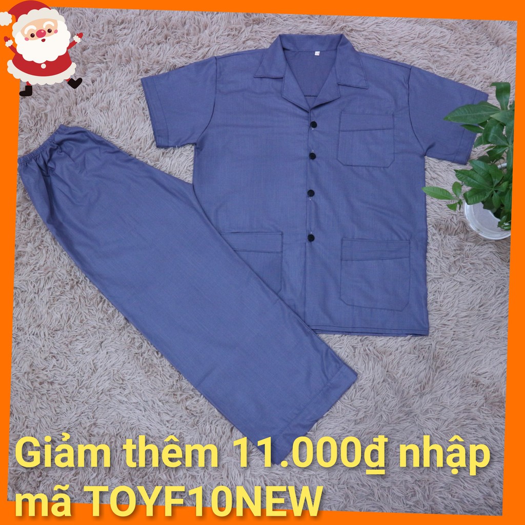 [Ảnh Thật] Bộ pijama trung niên trơn vải kate xước sang trọng (cộc tay), quần áo mặc nhà, bộ ngủ cho ông, cho bố -HàngVN