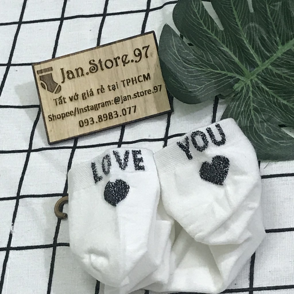 VỚ TẤT NGẮN CỔ THẤP GÓT HÌNH CHỮ LOVE YOU- có 5 màu