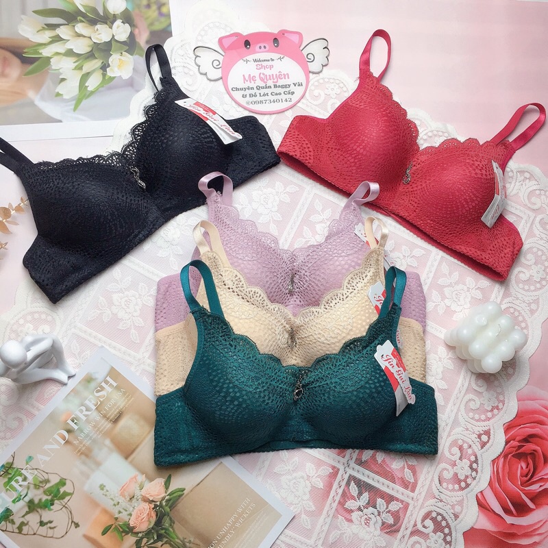 Áo lót ren nữ mút mỏng không gọng, lót chân ngực 1cm chống xệ nâng ngực,