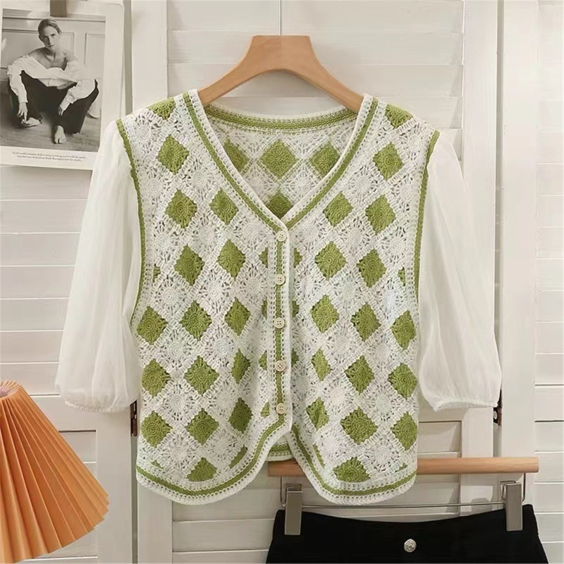 Áo Khoác Cardigan Dệt Kim Dáng Rộng Tay Phồng Thời Trang Mùa Hè Cho Nữ