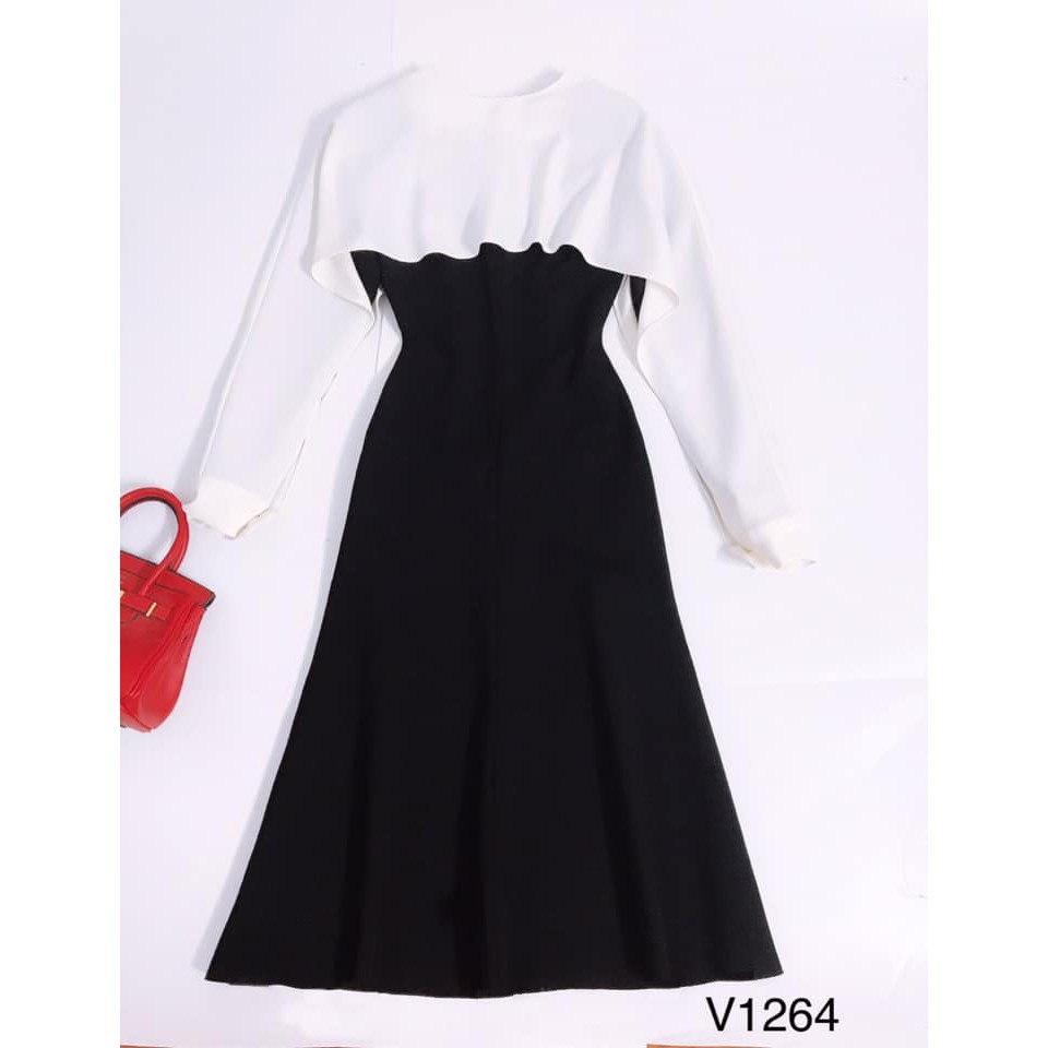 Váy đen dài tay V1264 ĐẸP HP DVC ( Ảnh mẫu và ảnh trải sàn do shop tự chụp )
