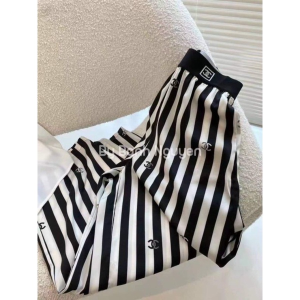 Quần suông kẻ sọc chữ X hàng QC
