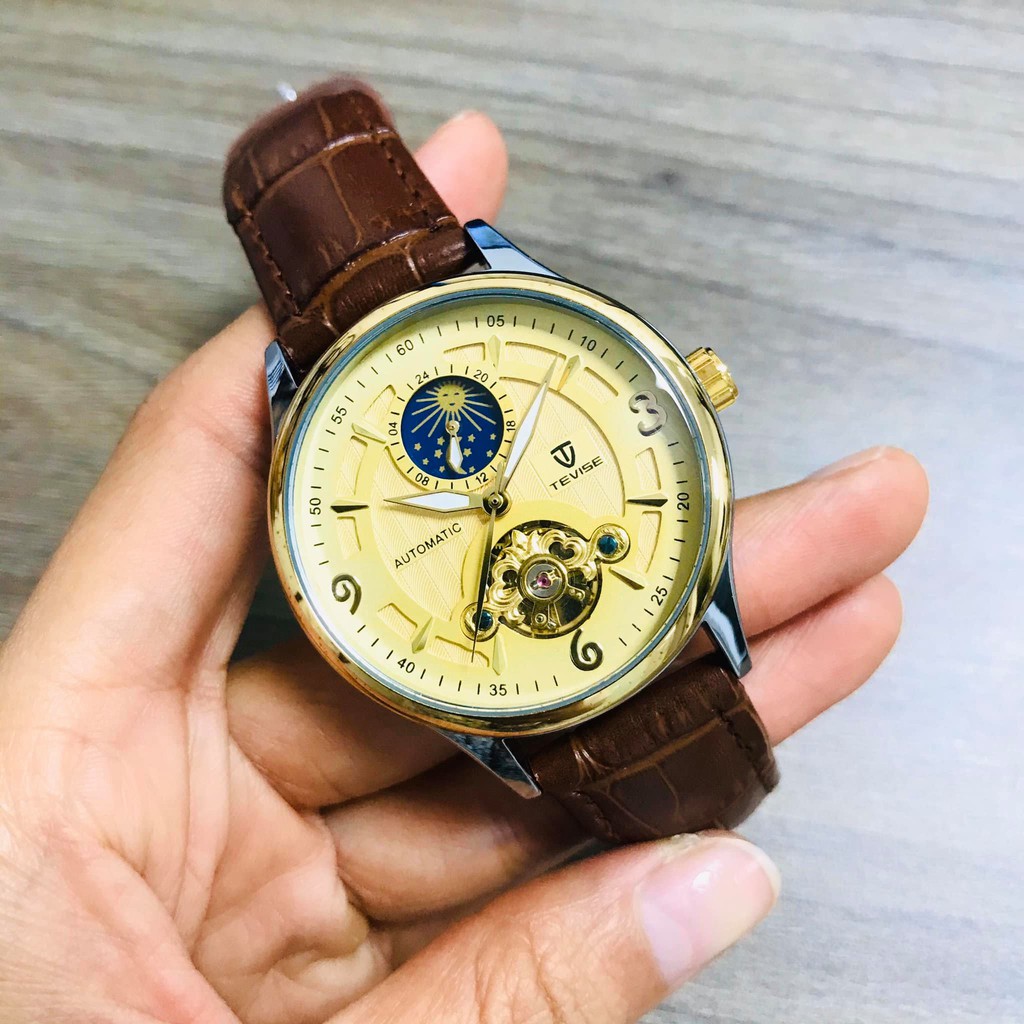 Đồng Hồ Nam Cơ Tự Động Automatic Chính Hãng TEVISE Dây Da Cao Cấp Đẹp Giá Rẻ Chống Nước Chống Xước | BigBuy360 - bigbuy360.vn