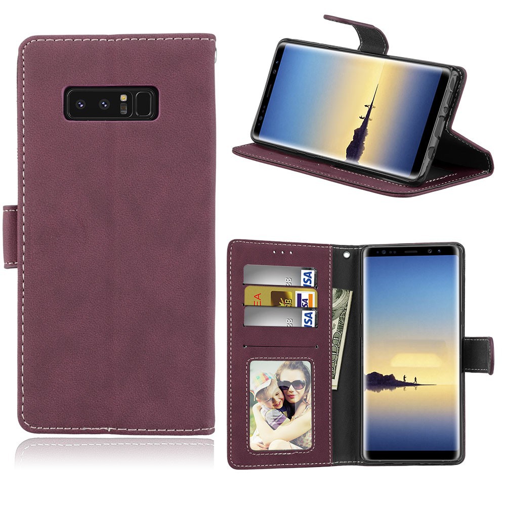 Bao da điện thoại PU kiểu ví có giá đỡ cho Samsung Galaxy Note 8