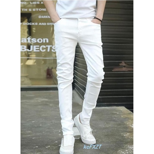 Quần jean nam màu trắng trơn co giãn tốt VNXK 01 Pon.mens