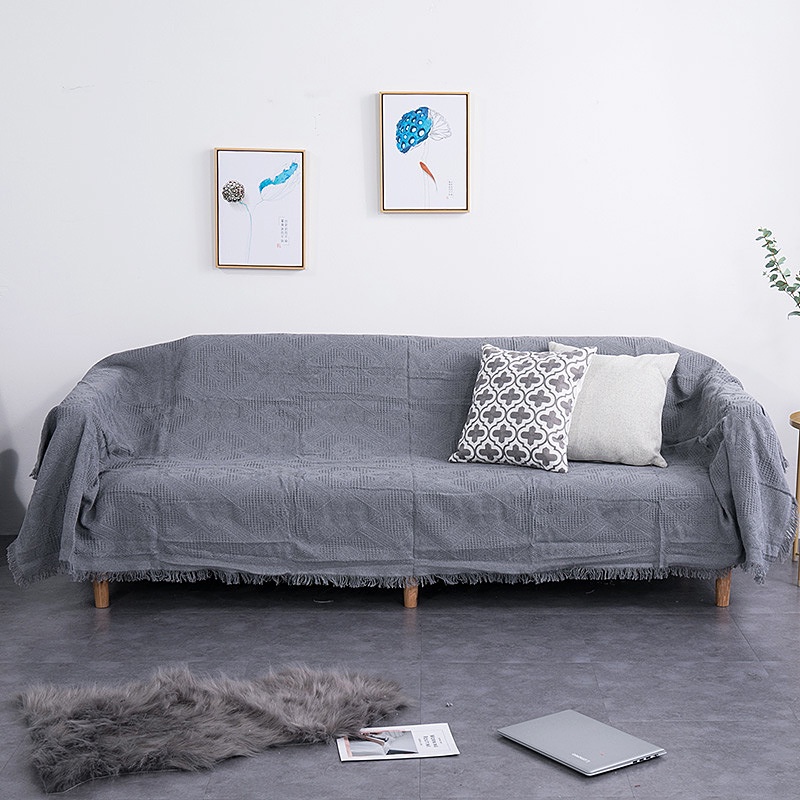 [ CÓ SIZE LỚN ] Khăn Thảm Phủ Sofa TÔNG TRẮNG ĐEN chống bụi bẩn, Mền đắp thư giãn, Thảm Sofa Phòng Khách SBK101