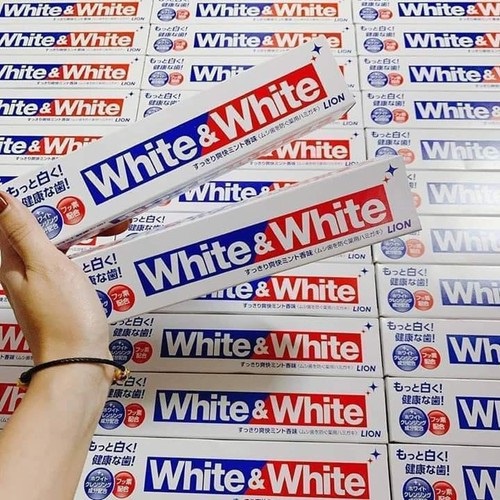 Kem đánh răng White &amp; White Lion Nhật Bản làm trắng răng, hơi thở thơm mát 150g