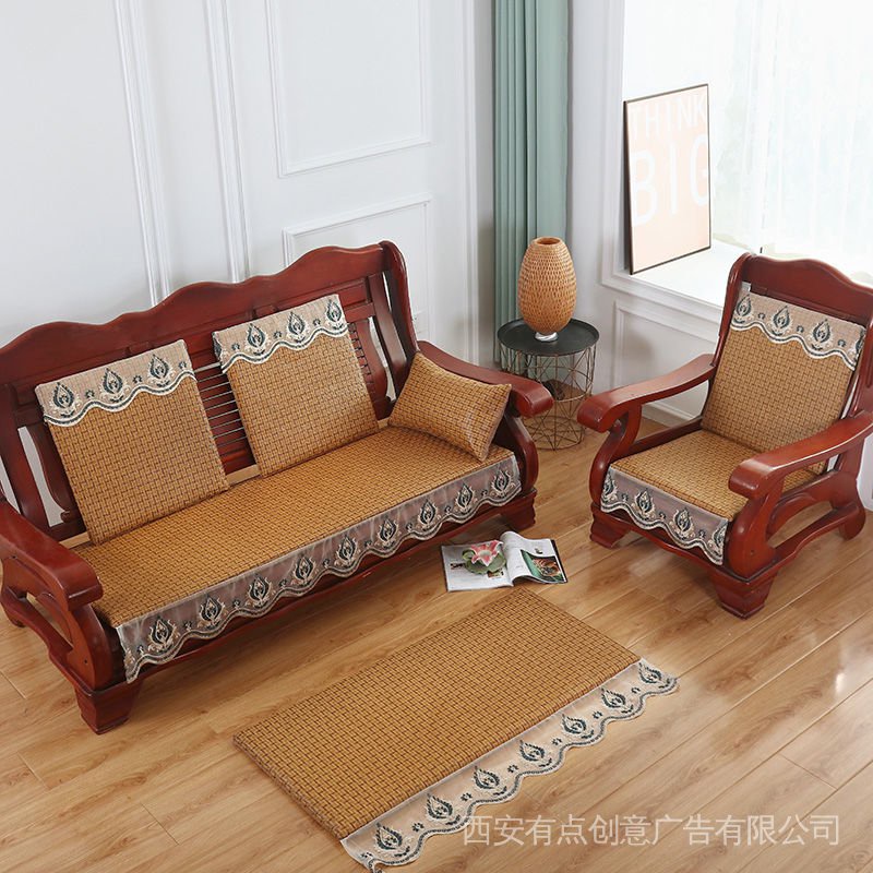 Đệm Lót Ghế Sofa Gỗ Đan Mây Chất Liệu Dày Dặn Chống Trượt Tiện Dụng Cho Mùa Hè