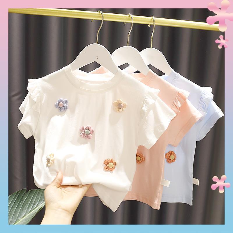 Áo Thun Cotton Mỏng Mùa Hè Tay Ngắn Phong Cách Mới 2021 Cho Bé Gái