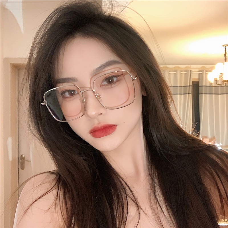 Kính Mát Gọng Vuông Đính Kim Cương Cao Cấp Chống Bức Xạ Ánh Sáng Xanh Cho Nữ