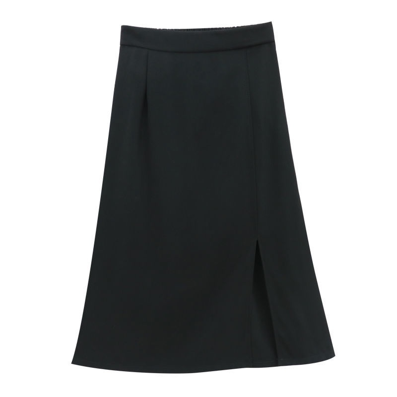 [In stock] Large size / Fat mm / Split skirt / High-waisted skirt / Mid-length A-line skirt / Black skirt / Slimming dress / Slim skirt
