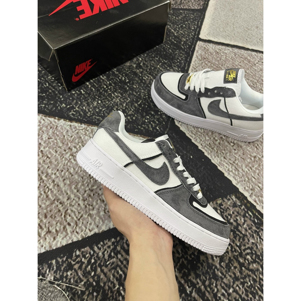 (Hàng sẵn) giày thể thao Nam Nữ sneaker AF1 canvas trắng nâu mẫu mới ảnh thật