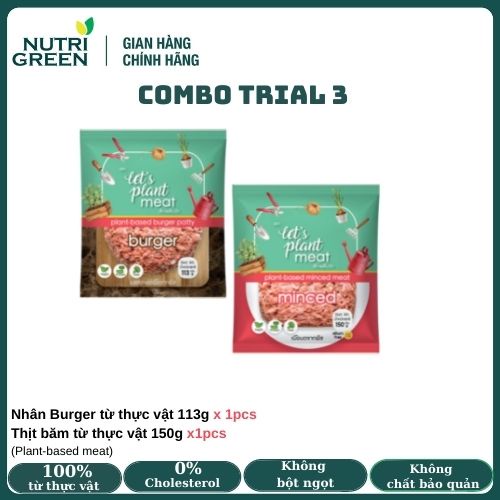 Combo Trial 3 từ thịt chay thực vật NutrigreenFood thực phẩm chay cao cấp bổ sung protein thực vật cho người ăn chay