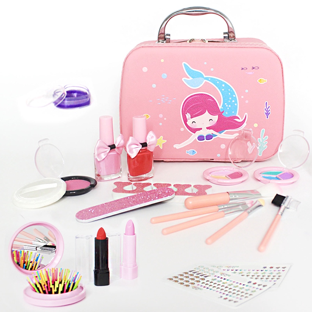 20 PCS Washable Real Kids Makeup Kit With Safety Mirror Kids Make up set Girls Toy Make Up Kits Makeup set for kids Kids Make up set Pretend Child Beauty Salon