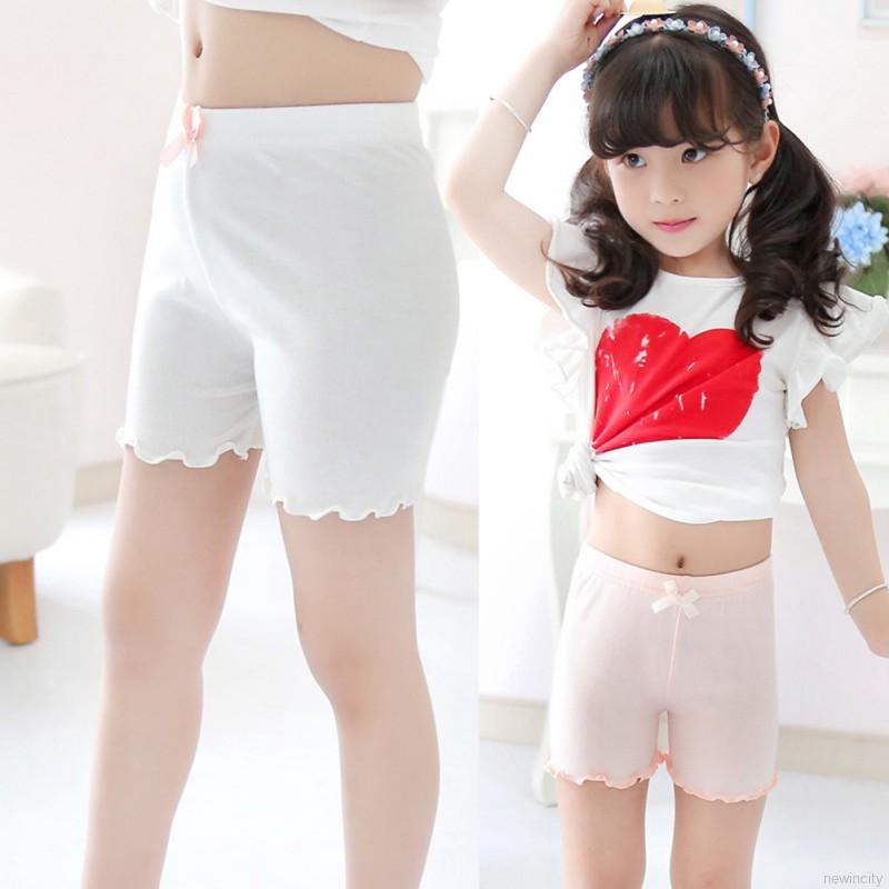 Quần bảo hộ trơn đính nơ bằng vải cotton an toàn dành cho bé gái