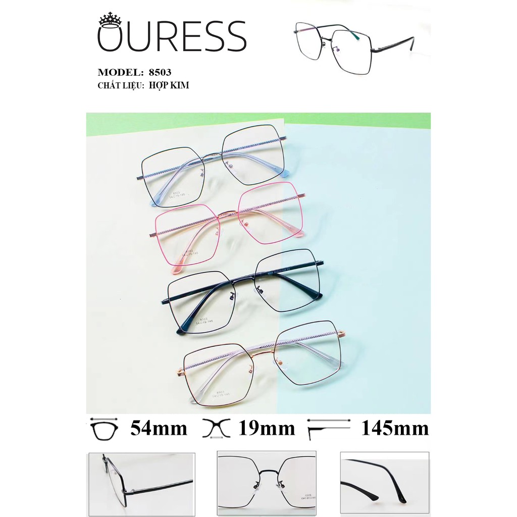 Gọng kính Vuông Hợp Kim Ouress 8503 Cực Nhẹ Dễ Thương