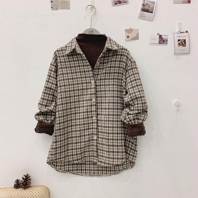 Áo sơ mi kẻ dạ Hàn