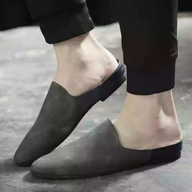 Giầy sục nam hai loại da bóng & da lộn