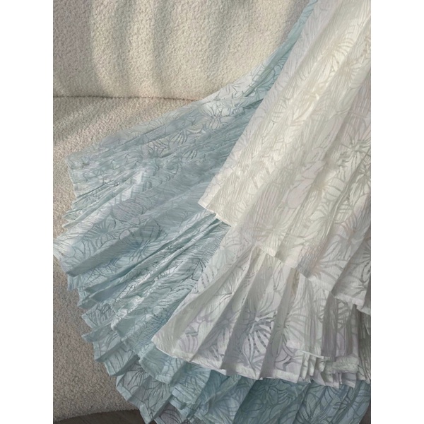 Đầm suông ren thêu 2 dây dập ly