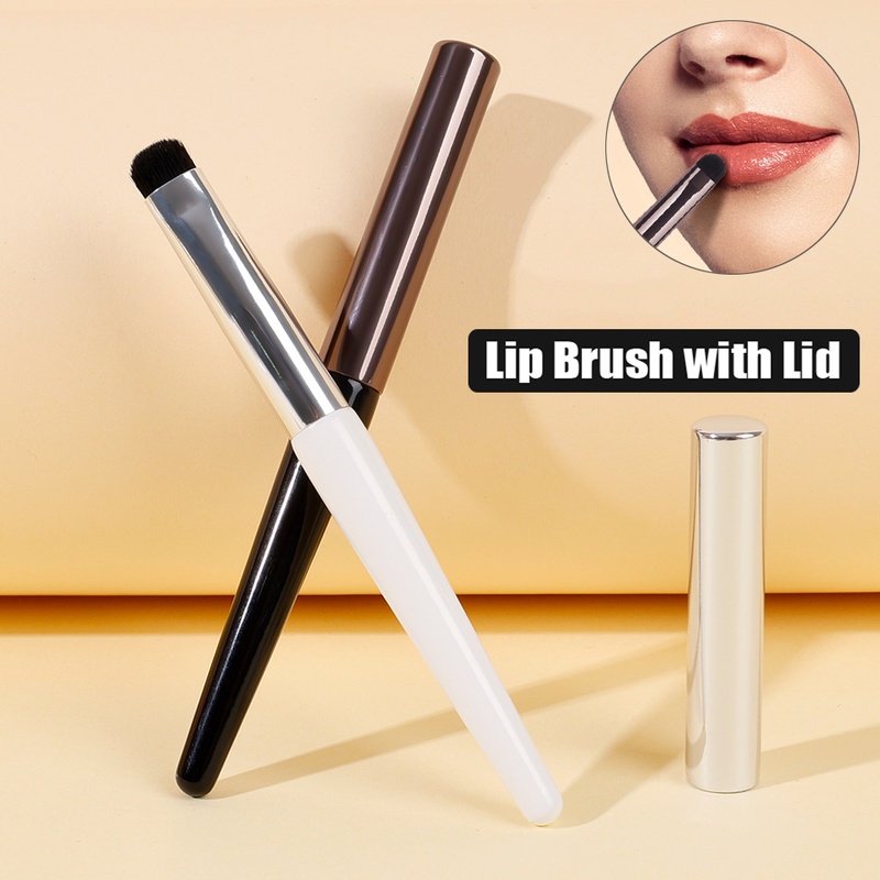 Cọ Trang Điểm Môi Cán Gỗ Có Nắp Đậy Tiện Lợi