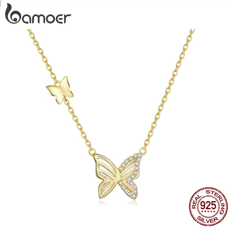 Vòng cổ BAMOER bạc 925 hình bướm thời trang xinh xắn cho nữ