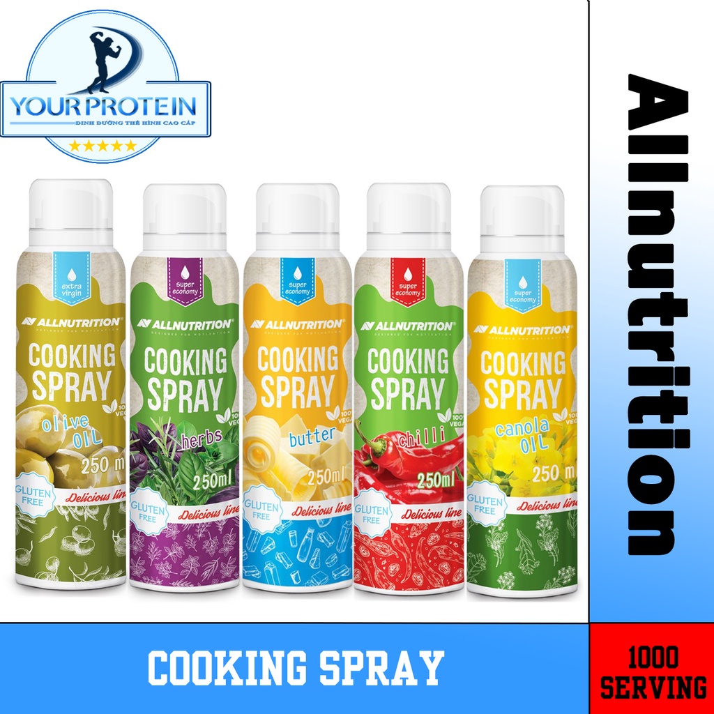 ALLNUTRITION - Dầu Xịt Ăn Kiêng 0 Calories Cao Cấp Cooking SPRAY 1000 Lần Dùng - Nhiều Vị - Siêu Tiết Kiệm [BBE 9/2022]