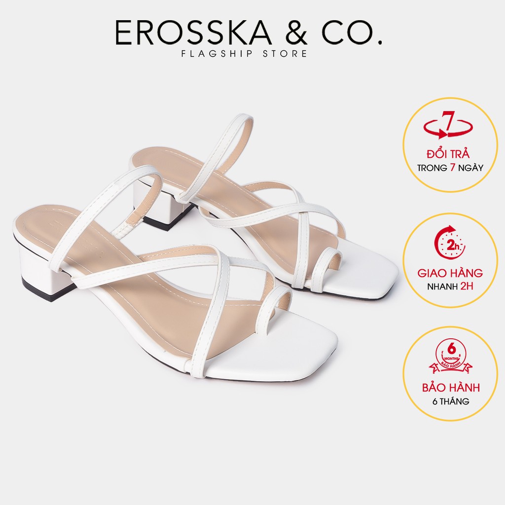 Dép cao gót Erosska xỏ ngón phối dây cao 3cm màu trắng _ EM066
