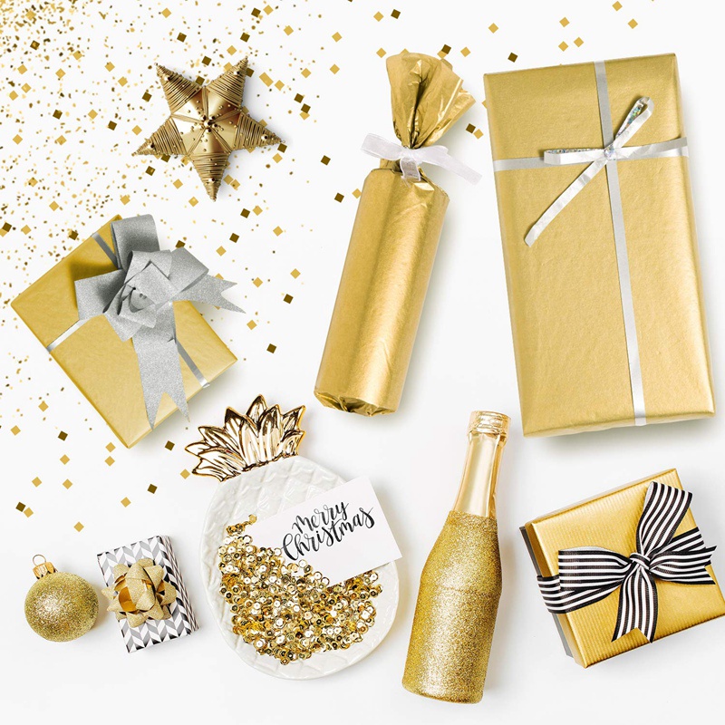 Set 100 Tờ Giấy Gói Quà Màu Vàng Kim Trang Trí Tiệc Sinh Nhật / Lễ Tình Nhân