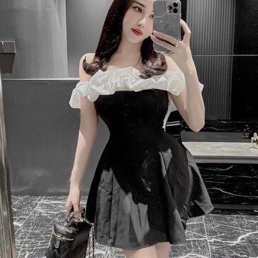 đầm tapa bèo chữ A trễ vai hot có mút