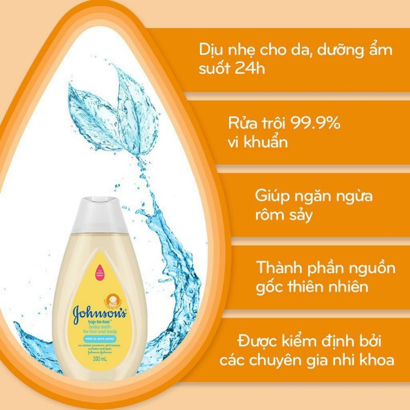 Sữa Tắm Gội Em Bé Johnson's Baby 200ml / an toàn cho bé