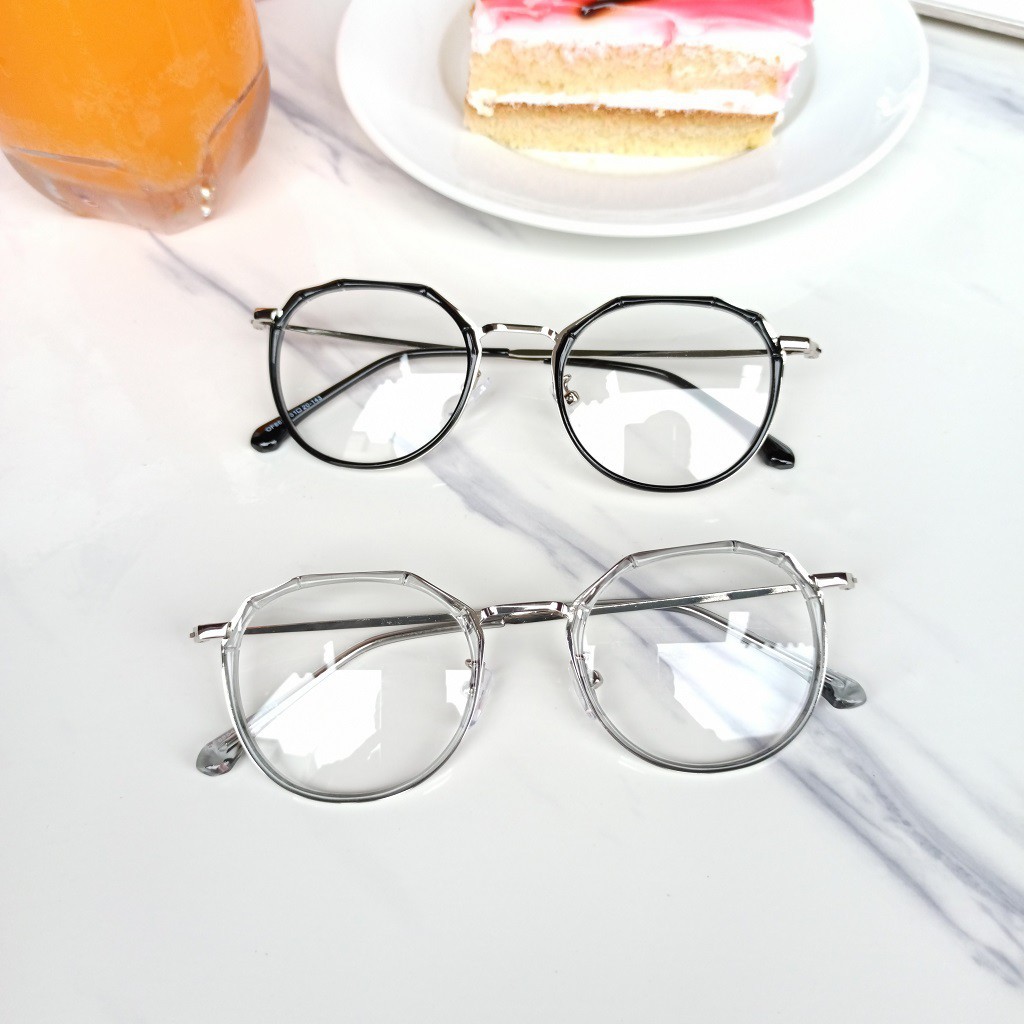 Gọng kính cận nam nữ mắt tròn đa giác Liup 8854 thiết kế độc đáo, cá tính, mắt phối nhựa và kim loại