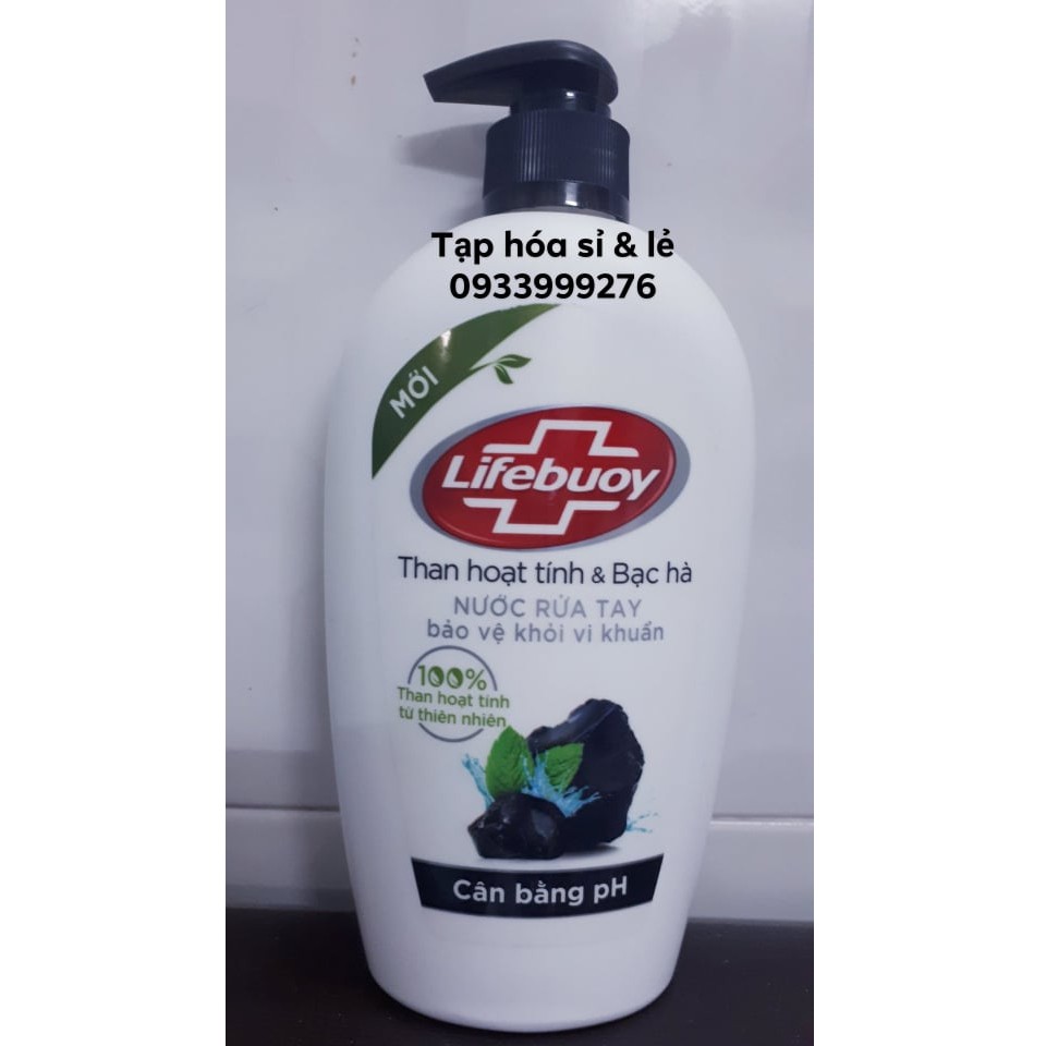 Nước Rửa Tay Lifebuoy Than Hoạt Tính &amp; Bạc Hà 500G