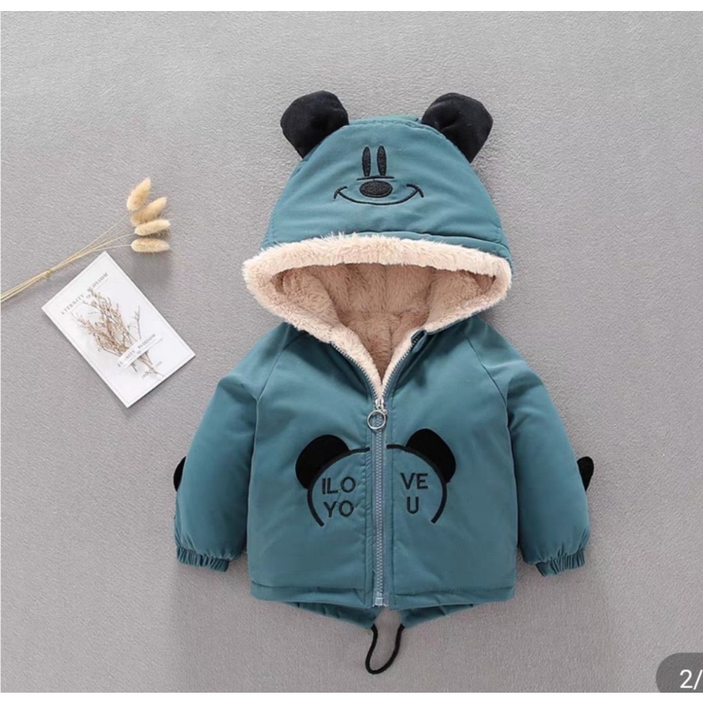 Áo Khoác Lót Lông In Hình Con Gấu Cho Bé Trai Bé Gái Áo Khoác Nỉ Cực Ấm Cho Bé Từ 10-25Kg