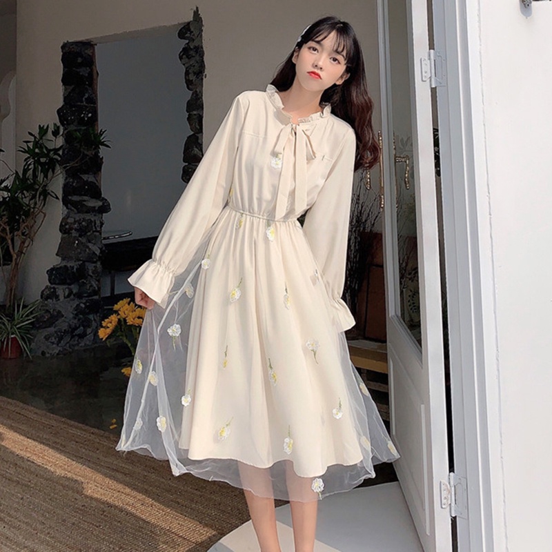 ZHELIHANGFEI Đầm Dài Tay Dáng Ôm Thời Trang Nhật Bản Thanh Lịch Dễ Phối Đồ