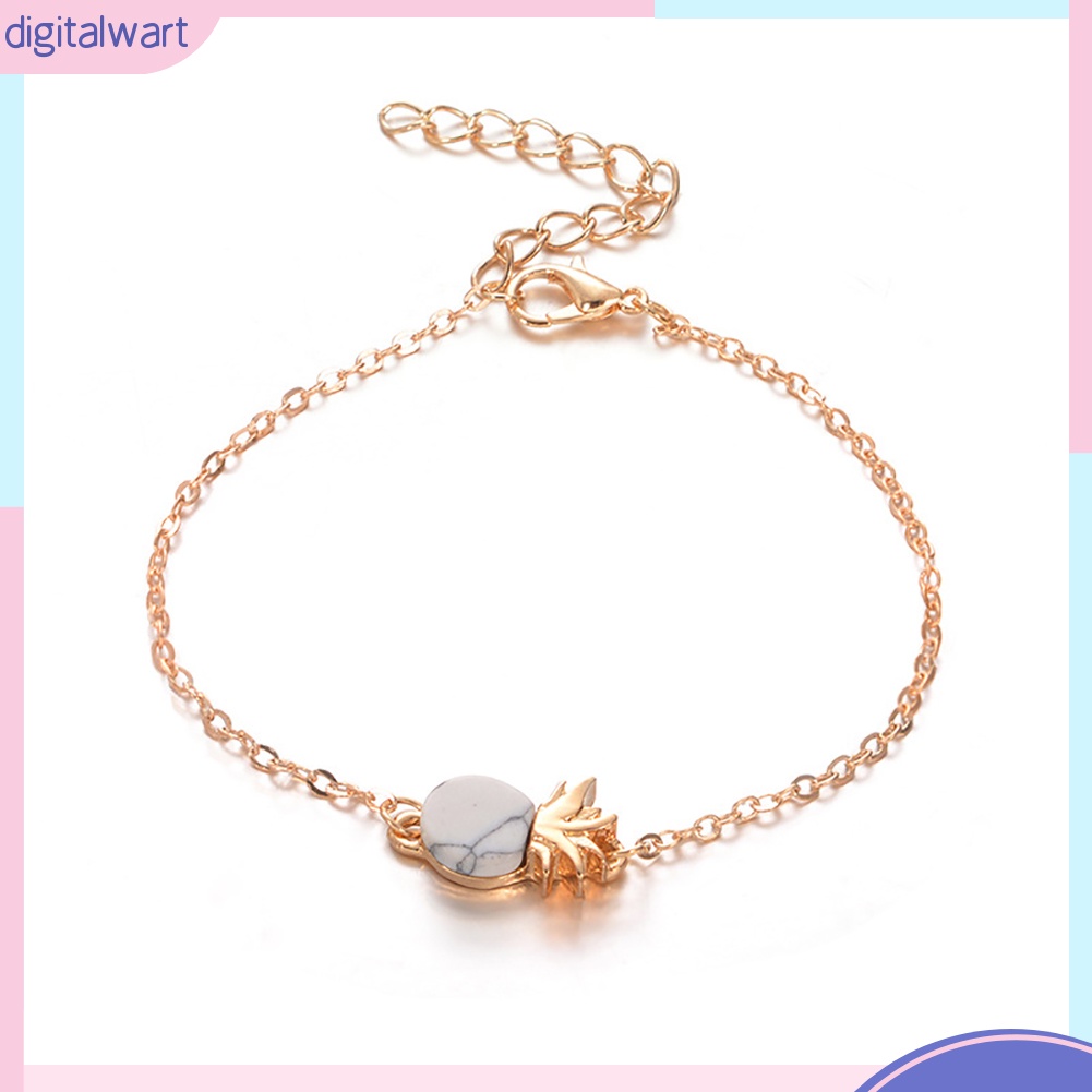 Vòng tay hợp kim thiết kế mặt quả dứa đính đá nhiều màu phong cách cổ điển sang trọng dành cho nữ