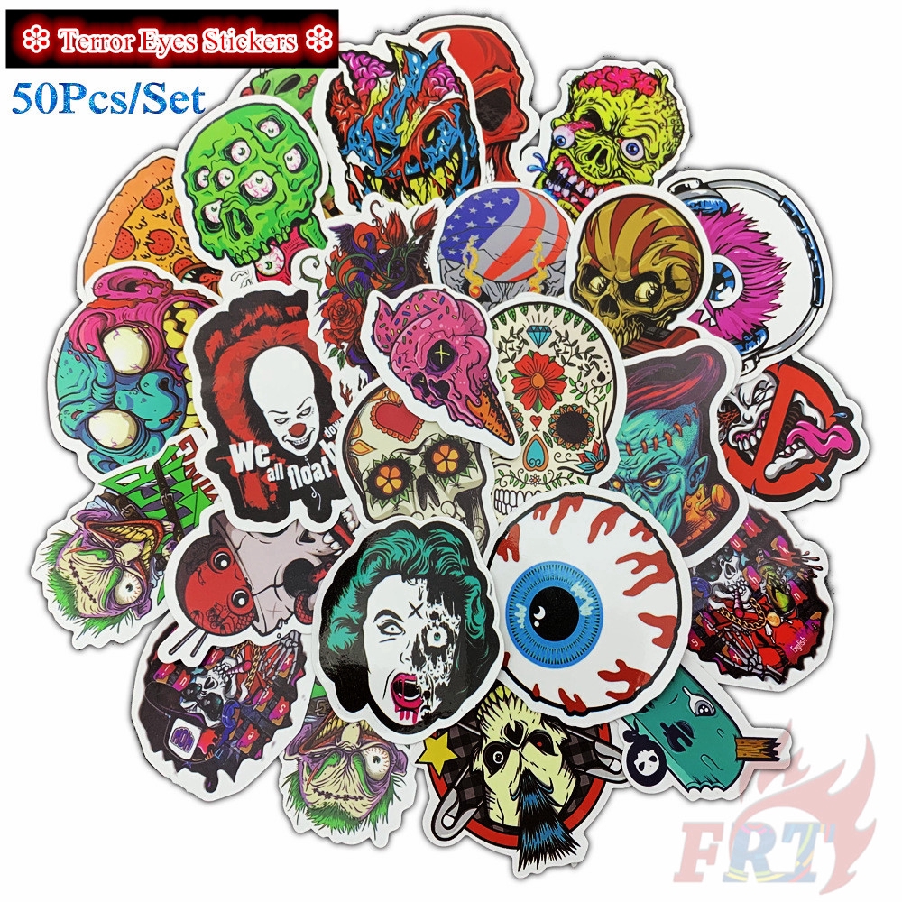 ❉ Punk Skull - Series 01 Horror Terror Eyes Giấy và decal dán tường ❉ 50Pcs/Set Punk Horror Skull Mixed Doodle Stickers