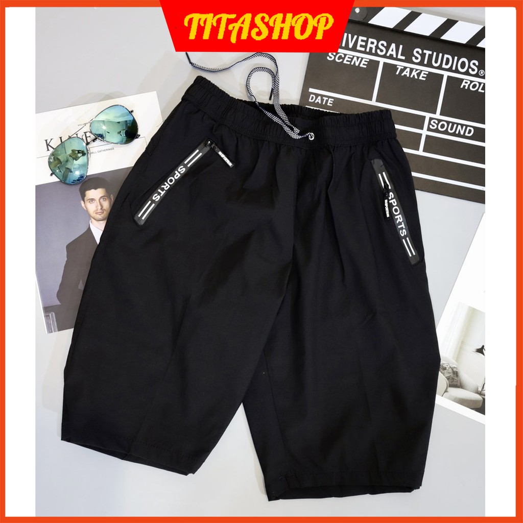 Quần short thể thao nam, quần tập gym nam chất liệu thun dày dặn co giãn có 2 túi khóa kéo CHÔNG NƯỚC QS02 | BigBuy360 - bigbuy360.vn