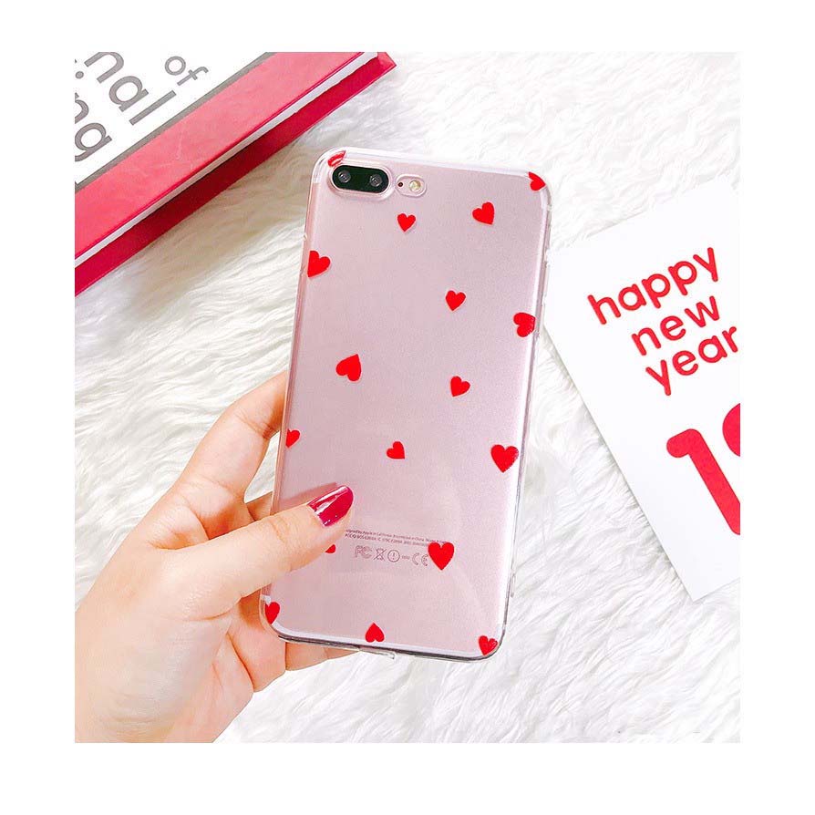Ốp lưng iphone silicon dẻo trong suốt trái tim nhỏ dành cho IPhone 6 đến 13promax - t47