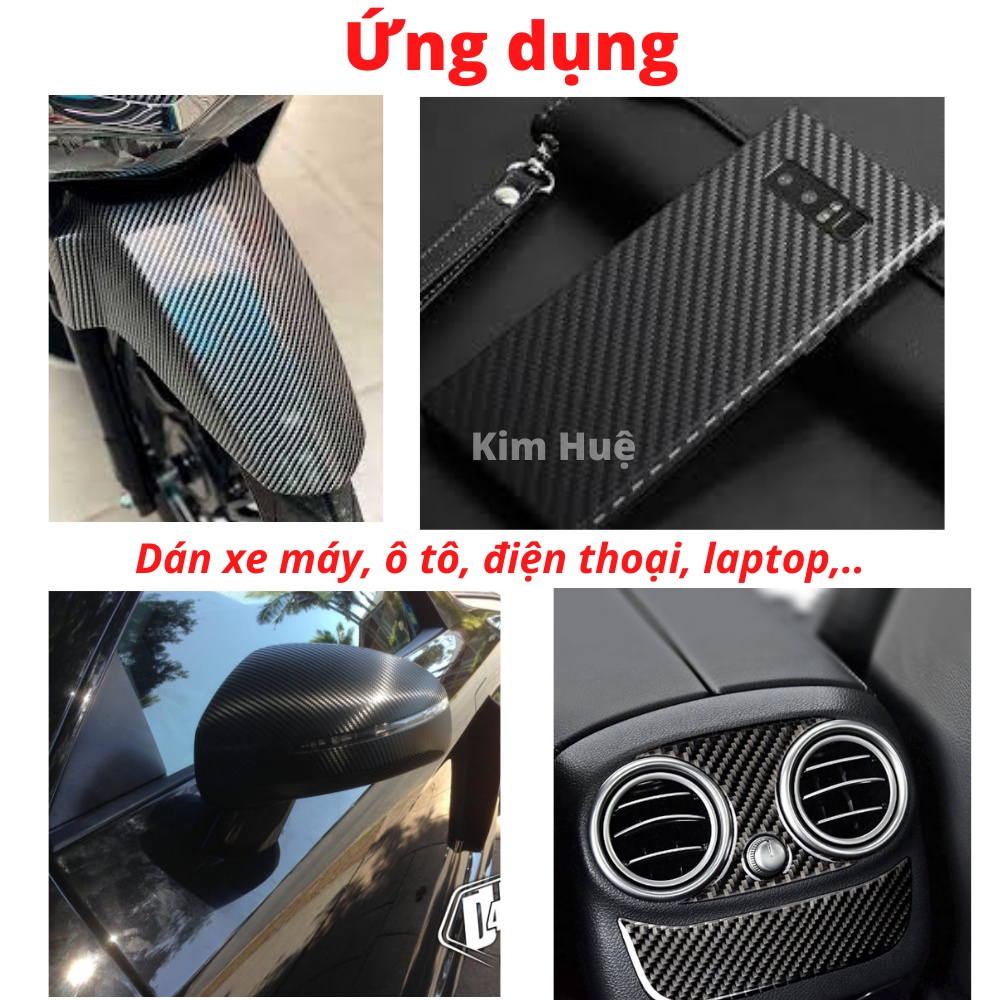 Decal carbon dán xe, đề can cacbon vân bóng dán điện thoại laptop nhám sẵn keo - Kim Huệ decor