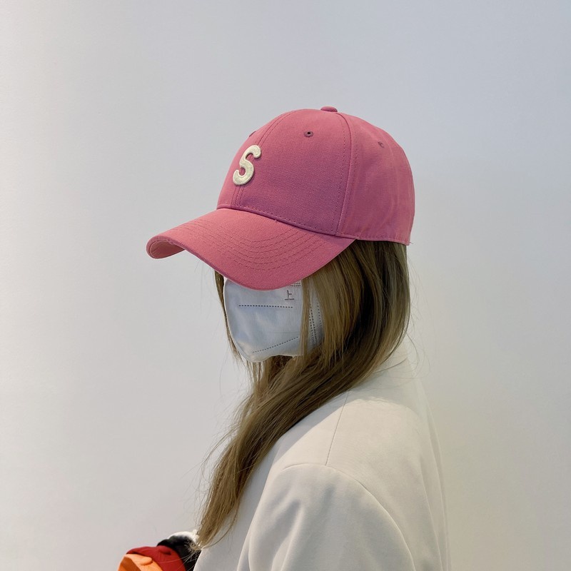 S Mũ Lưỡi Trai Cứng Màu Hồng In Chữ Phong Cách Hàn Quốc Dễ Phối Đồ Thời Trang Xuân Hè Dành Cho Bạn Nữ