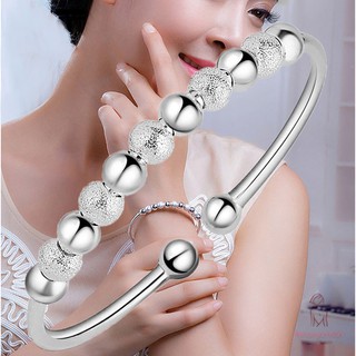 Lắc tay vòng hở mặt chuỗi hạt mạ bạc thời trang cho nữ