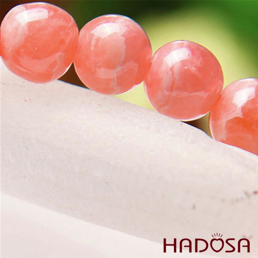 Vòng đá Đào Hoa - Rhodochrosite 6mm chuẩn 5A cao cấp Hadosa