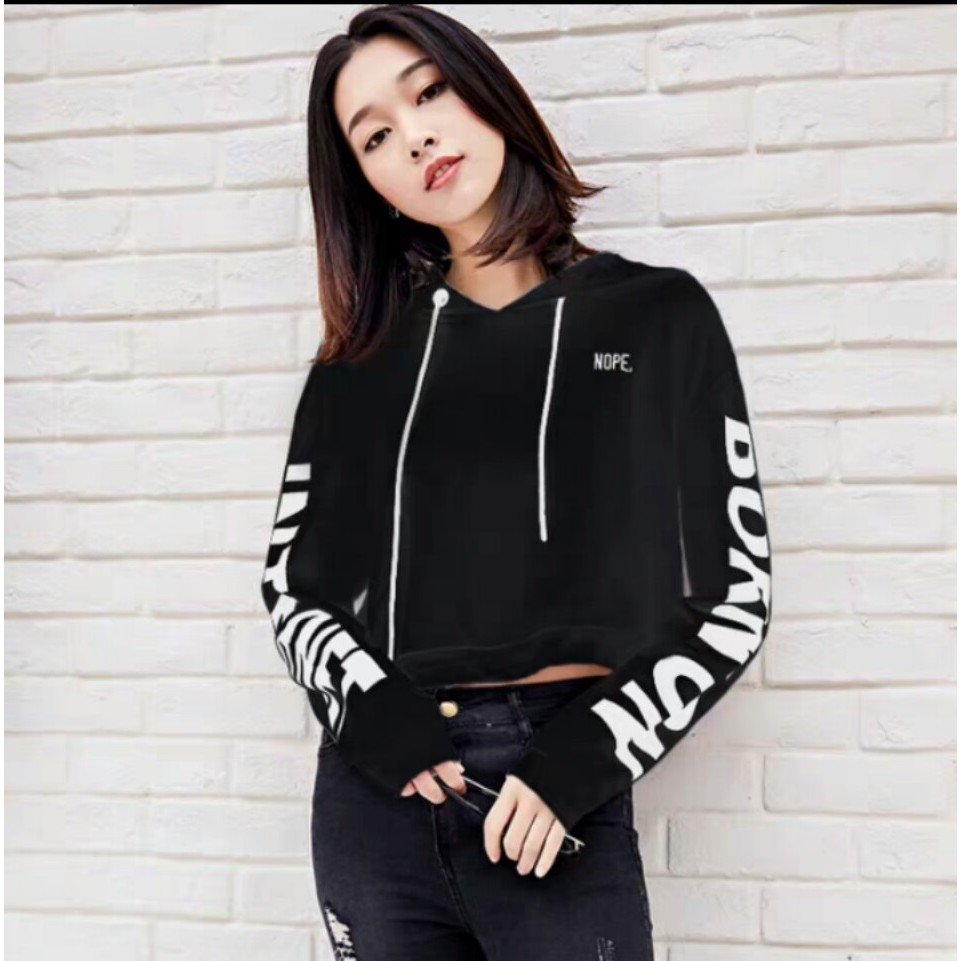 Áo croptop dài tay có mũ-áo hoodie croptop FREESHIP