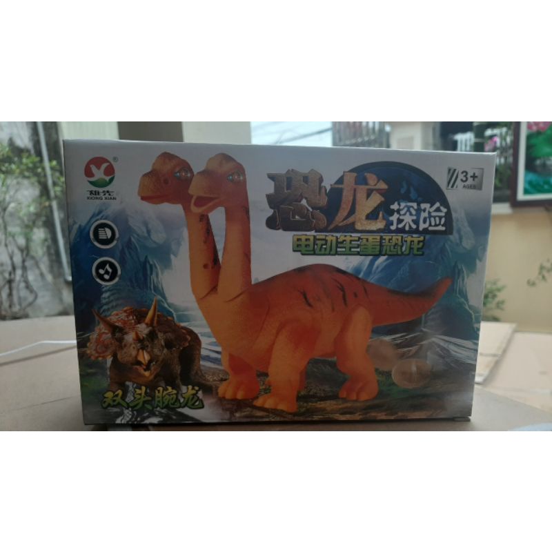 Đồ chơi khủng long 1,2,3,4 đầu đẻ trứng có đèn và âm thanh