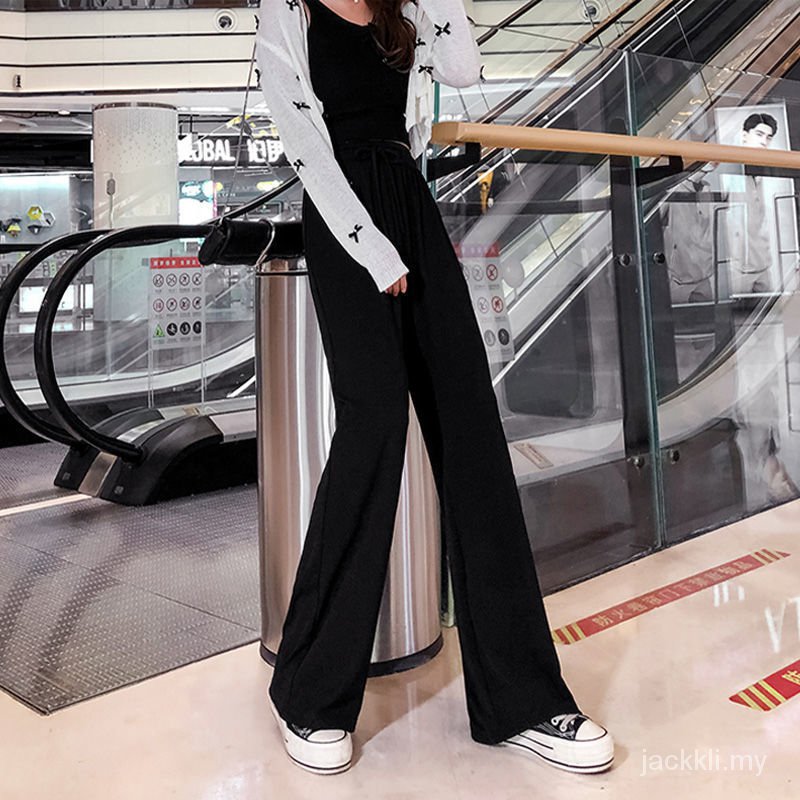 Quần Dài Ống Rộng Lưng Cao 2021 Màu Trơn Thời Trang Xuân Thu Cho Nữ | BigBuy360 - bigbuy360.vn