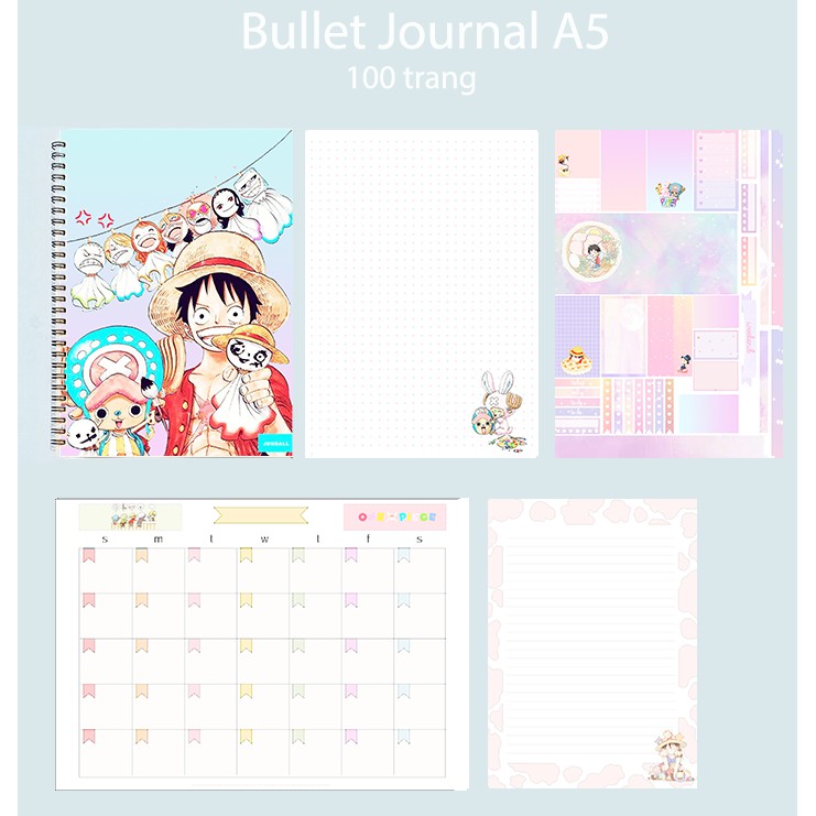 Sổ bullet journal chopper SBJ7 A5 100 trang 160gsm one piece chấm kẻ ngang monthly planner  Sổ tay vẽ chì Sketchbook