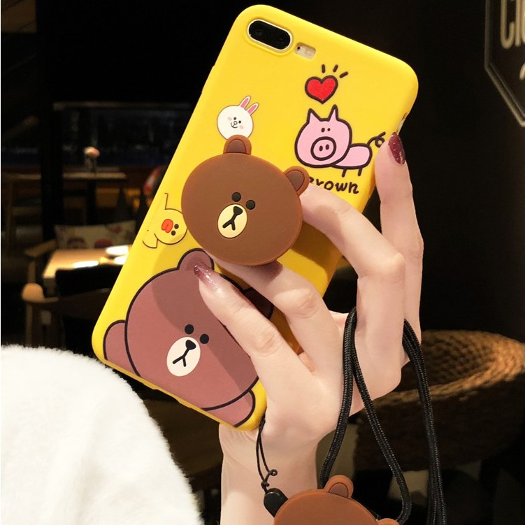 [ SAMSUNG ] Ốp Lưng Silicon Brown vs Cony l (Kèm Giá Đỡ Và Dây Đeo) - B004 | BigBuy360 - bigbuy360.vn