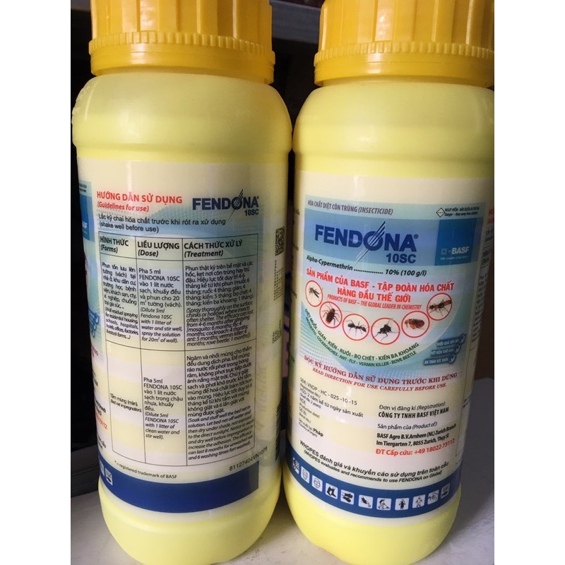 ( Sản phẩm của BASF)- Thuốc diệt muỗi FENDONA 10SC (chai 1 lít) không mùi, tồn lưu lâu_ Chuyên ngâm tẩm mùng (màn)